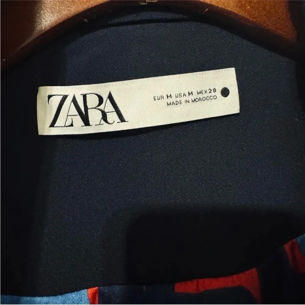 Zara Navy Blue Luxury Lapel Collar Long Sleeves Short Pocket Coat Medium NWT - Picture 8 of 9